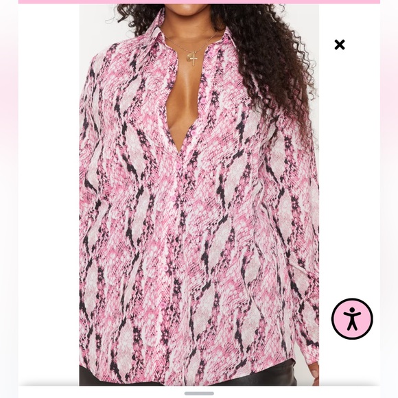 PrettyLittleThing Pink Snake Print Top in Size 16 - Picture 2 of 8